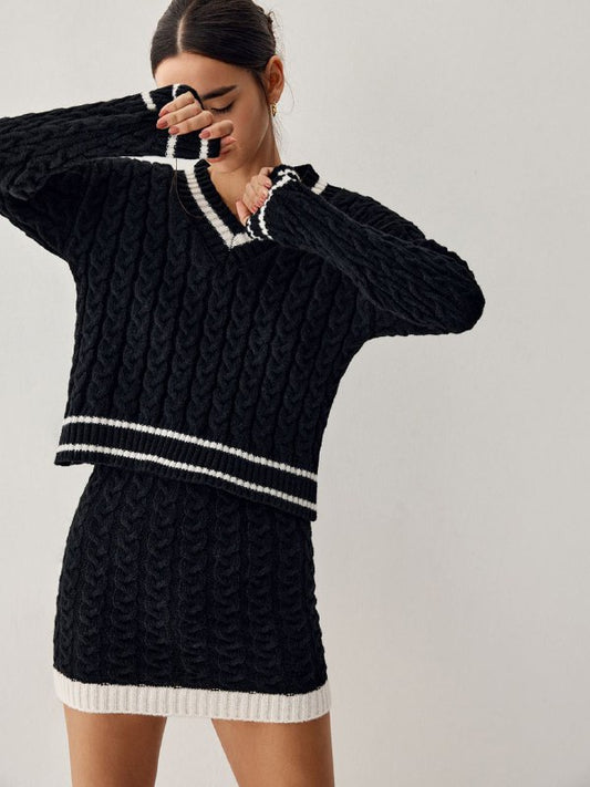 NOVA - Cable Knit Sweater with Skirt