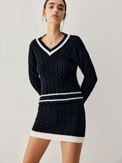 NOVA - Cable Knit Sweater with Skirt