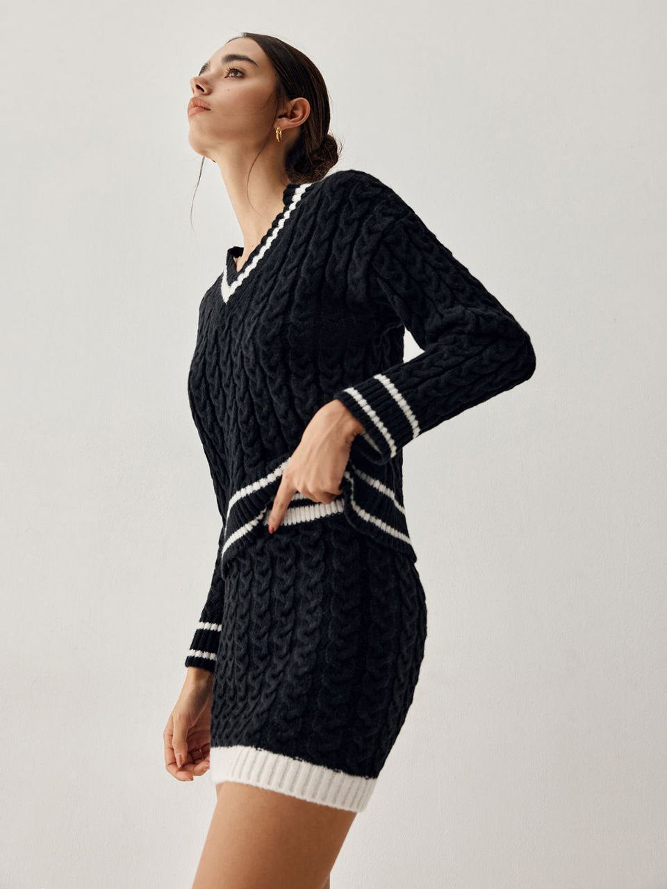 NOVA - Cable Knit Sweater with Skirt